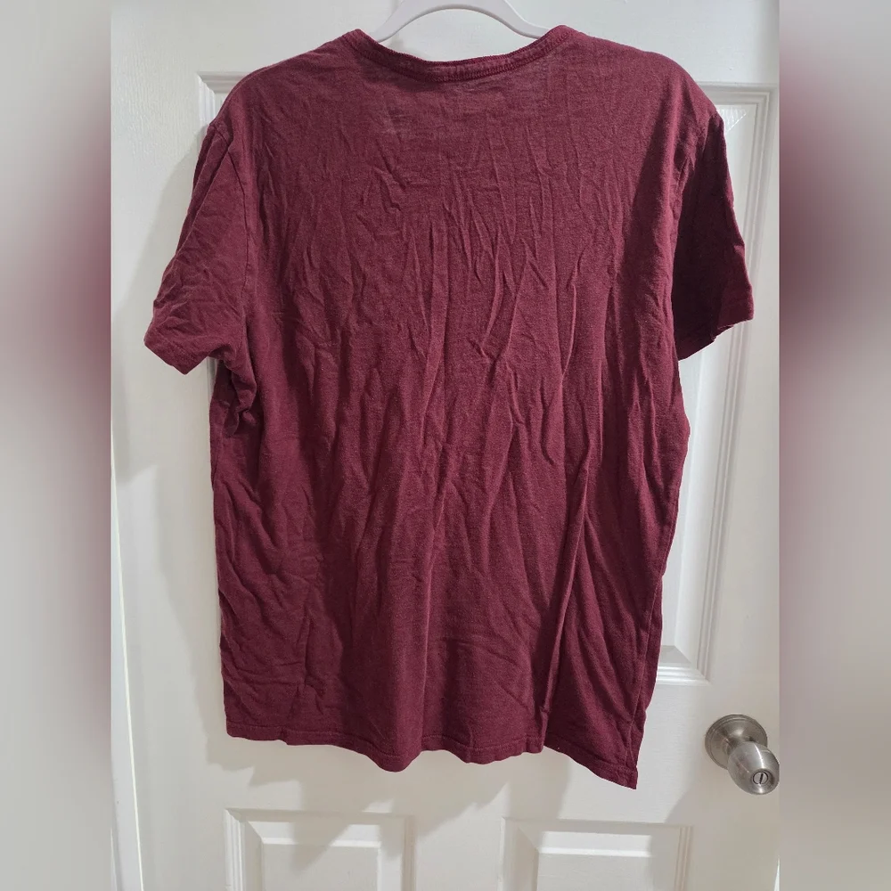 American Eagle Burgundy Henley Shirt - Picture 6 of 9